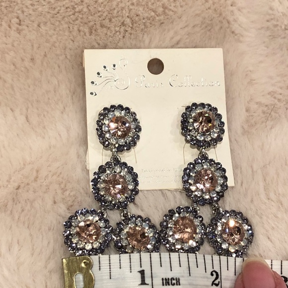 SOLD Paris Collection Pink and Clear Rhinestone Statement Earrings - Picture 5 of 5